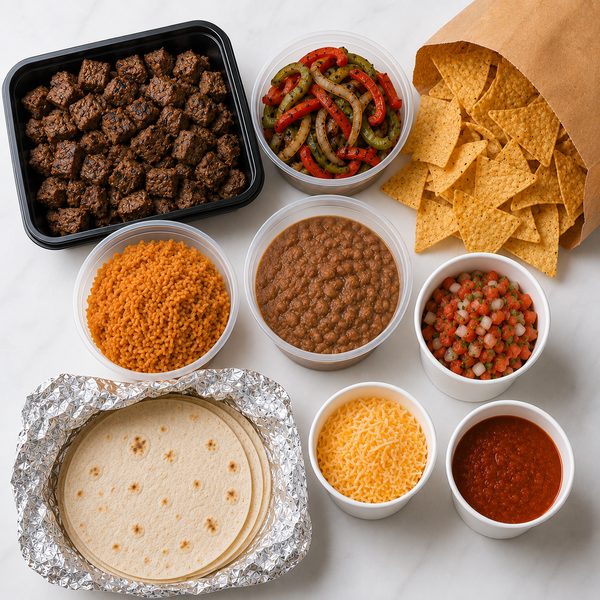 FAMILY TACO NIGHT PACK &ndash; BEEF FAJITA — Kesos Tacos family taco night pack, serves 4-6